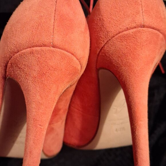 CLEF Women's Genuine Coral Orange Suede Leather Stiletto Pumps, Italy, sz 40.5 - Picture 11 of 15